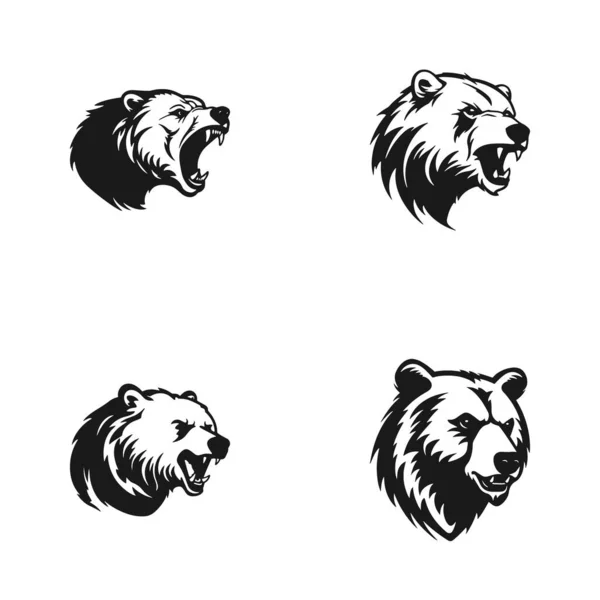 Panda Logo Set Vektor Ikoner Siluett — Stock vektor