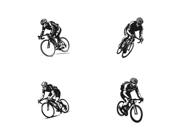 Fahrrad Logo Set Vektor Icon Design Mann Reiten Zyklus — Stockvektor