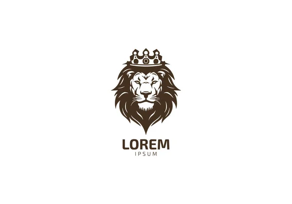Lion King Shield Logo Icon Vector Design — Stock Vector