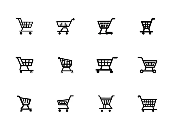 卡丁车图标 特罗利的商店 网上购物篮的符号 用于增加购买和商品的图标 超市和商店的标志 购物的一系列标志 — 图库矢量图片