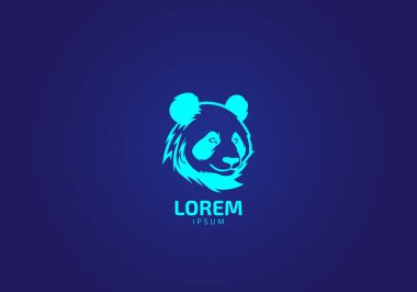 Mavi arkaplanda panda logo vektör şablonu