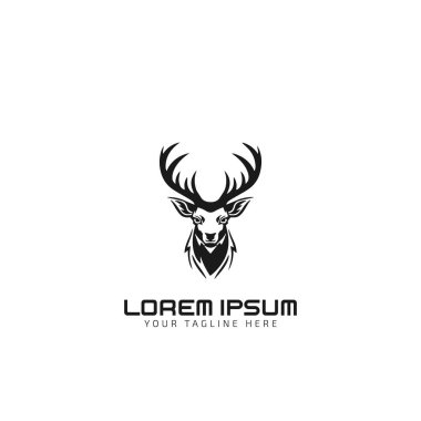 boynuzlu geyik logo siluet vektör tasarım şablonu