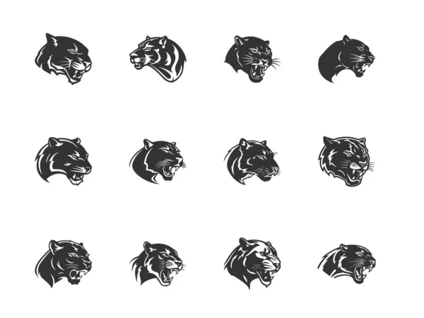 Een Set Van Zwarte Panter Logo Vector Pictogram Ontwerpen Shirts — Stockvector