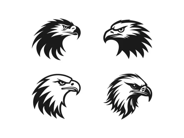 Águia Agressiva Ícone Vetor Silhueta Logotipo Conjunto Falcão — Vetor de Stock