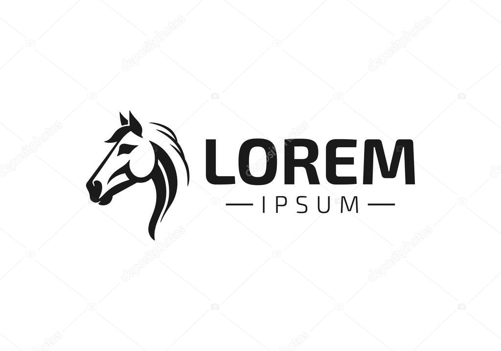 Stallion horse logo horse template black vector beauty horse on white background