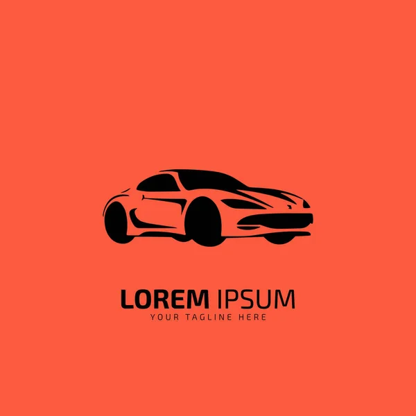 Дизайн Логотипа Авто Иконкой Спортивного Автомобиля Оранжевом Фоне Векторная Иллюстрация — стоковый вектор