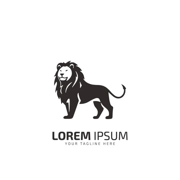 Modelo Logotipo Leão Rei Silhueta Design Elegante Premium Logotipo Forte — Vetor de Stock