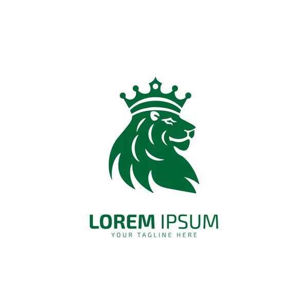 Logotipo Rei Leão Cabeça Leão Vetor Coroa — Vetor de Stock