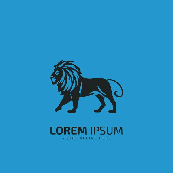 Lion Logo Template Design Ícone Vetor Ilustração Isolada Fundo Azul — Vetor de Stock