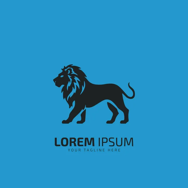 Lion Logo Template Design Ícone Vetor Ilustração Fundo Azul — Vetor de Stock