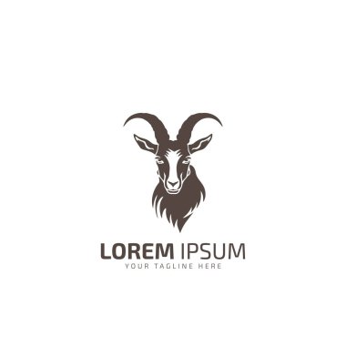 Keçi logosu, keçi silueti, izole vektör çizimi.