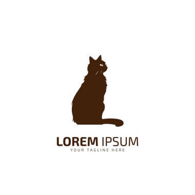 Kedi logosu kedi silueti kedi tasarım şablonu izole vektör çizimi