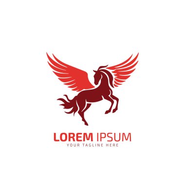 Flying horse logo, flying horse icon, vector illustration colorful isolated red horse on white background. clipart