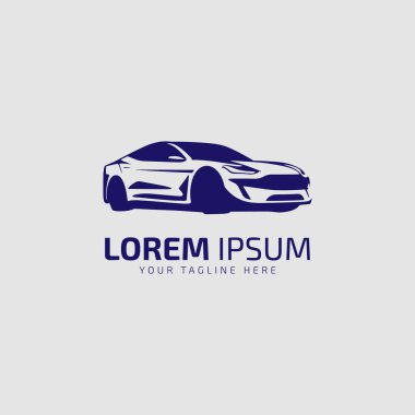 Konsept spor araç silüeti olan araba logosu tasarımı. Vektör illüstrasyonu. Logo illüstrasyonu.