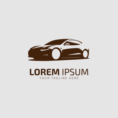 Konsept spor araç silüeti olan araba logosu tasarımı. Vektör illüstrasyonu. Tasarım illüstrasyonu.