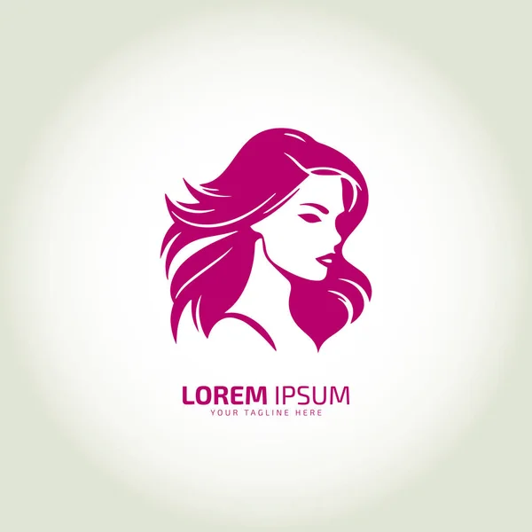 Vecteur Femme Visage Logo Icône Dame Style Vectoriel Illustration Jeune — Image vectorielle