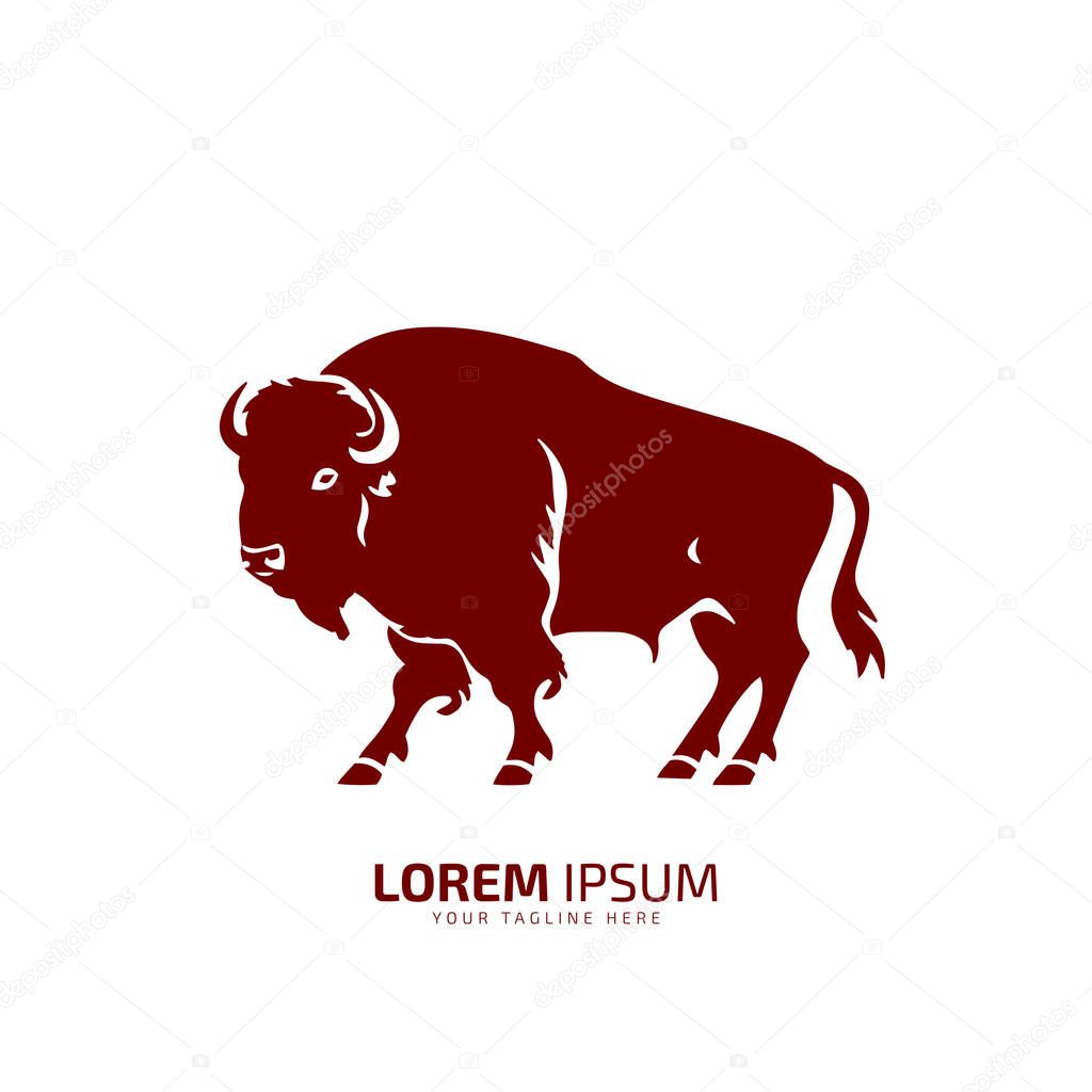 Bull logo icon silhouette bison, ox logo symbol style bull vector illustration buffalo vector silhouette isolated red bull