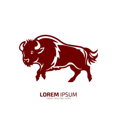 Boğa logosu silueti bizon, öküz logosu sembolü boğa vektör illüstrasyonu bufalo logo vektörü silueti izole edilmiş Red Bull