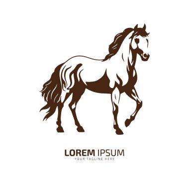At ayakta duran logo ikonu vektör çizim şablonu silueti izole edilmiş sarı at sembolü