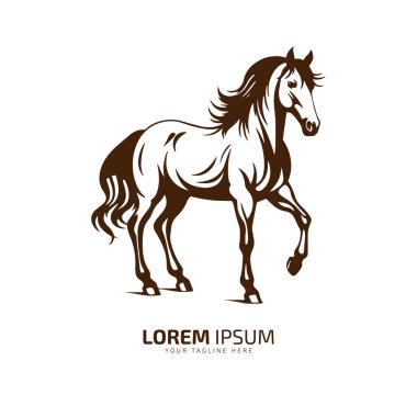 at logosu çizim tasarımı şablonu şablon izole edilmiş mavi arkaplan üzerindeki sarı at