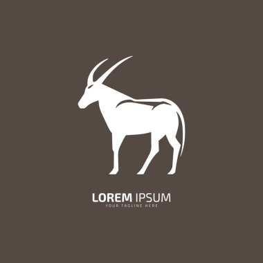 Keçi logosu keçi silueti. Et işi için logo şablonu, et dükkanı. Beyaz siluet keçi. Vektör İllüstrasyonu.