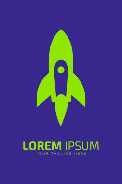Başarı Üzerine Gemi Roket Silueti Logo Vektörü Fikri.
