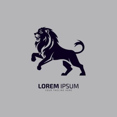 Beyaz Arkaplanda Aslan Silueti Grafik Logosu.