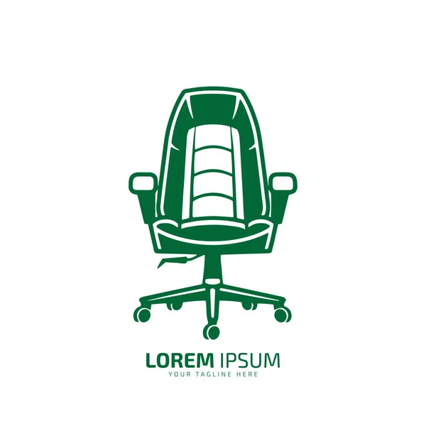 Minimalistische Möbel Logo Design Bürostuhl Vektor Ikone Silhouette Isoliert — Stockvektor