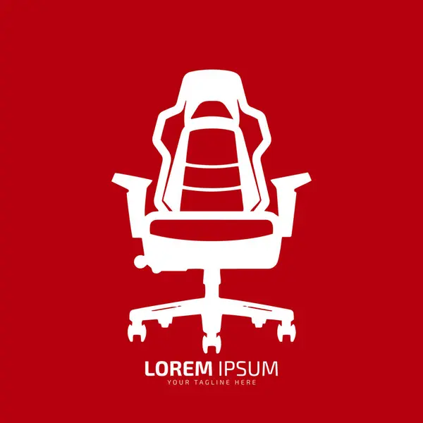椅子标识 办公椅图标 舒适的椅子矢量轮廓 红色背景隔离 — 图库矢量图片