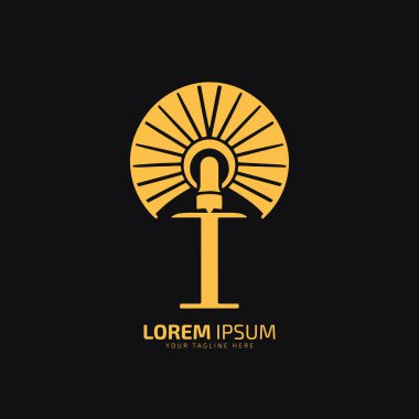 Siyah arkaplanda asgari soyut fan logo vektör silueti izole edildi