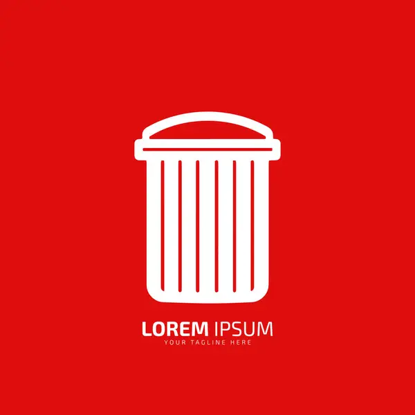 Minimale Oder Abstrakte Silhouette Des Mülleimer Logo Vektors Auf Rotem — Stockvektor