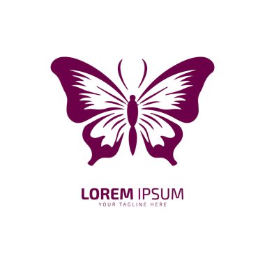 Kelebek simgesi vektör siluetinin minimal ve soyut logosu