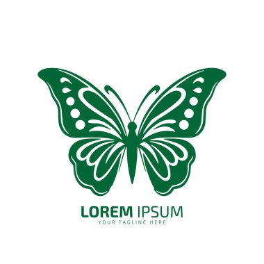Kelebek simgesi vektör siluetinin minimal ve soyut logosu izole edildi