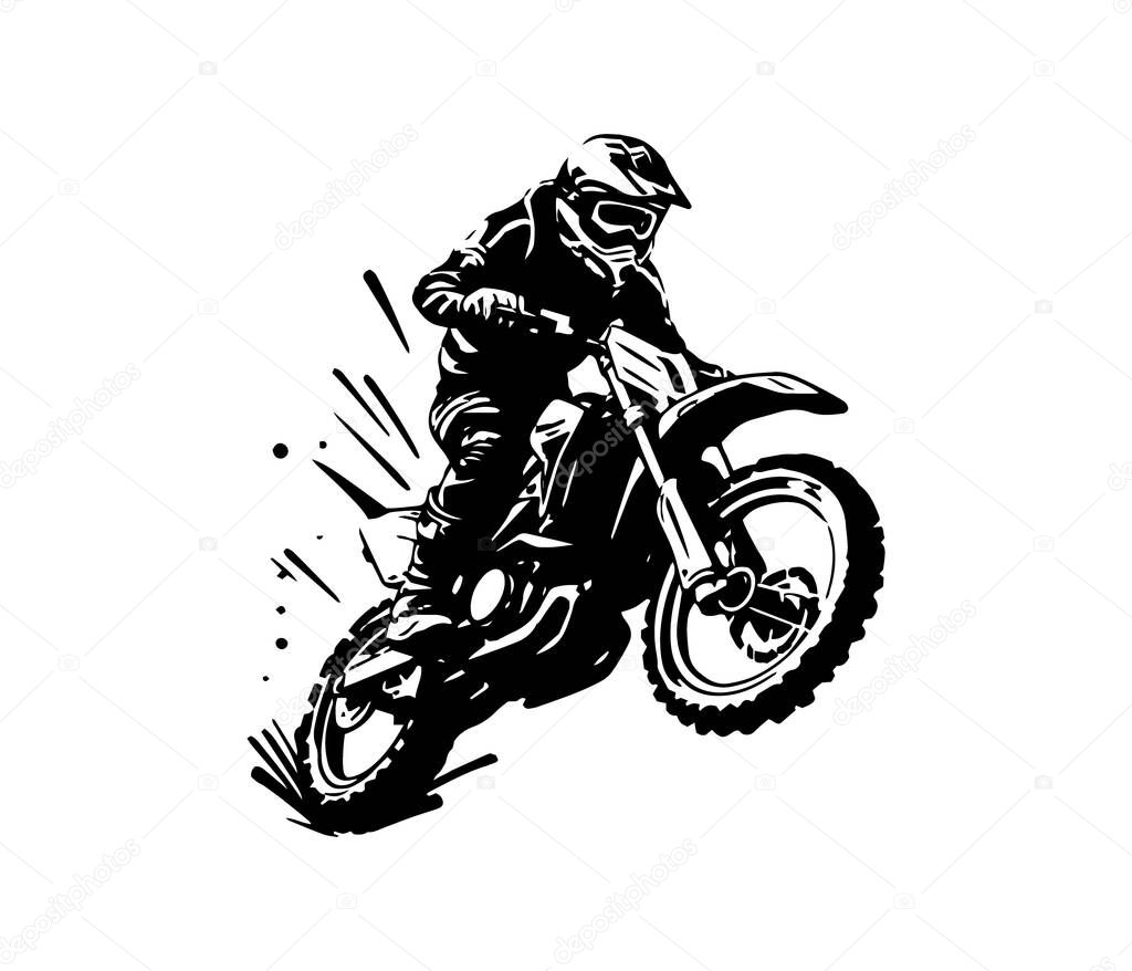 Minimal and abstract motocross logo icon bike silhouette vector