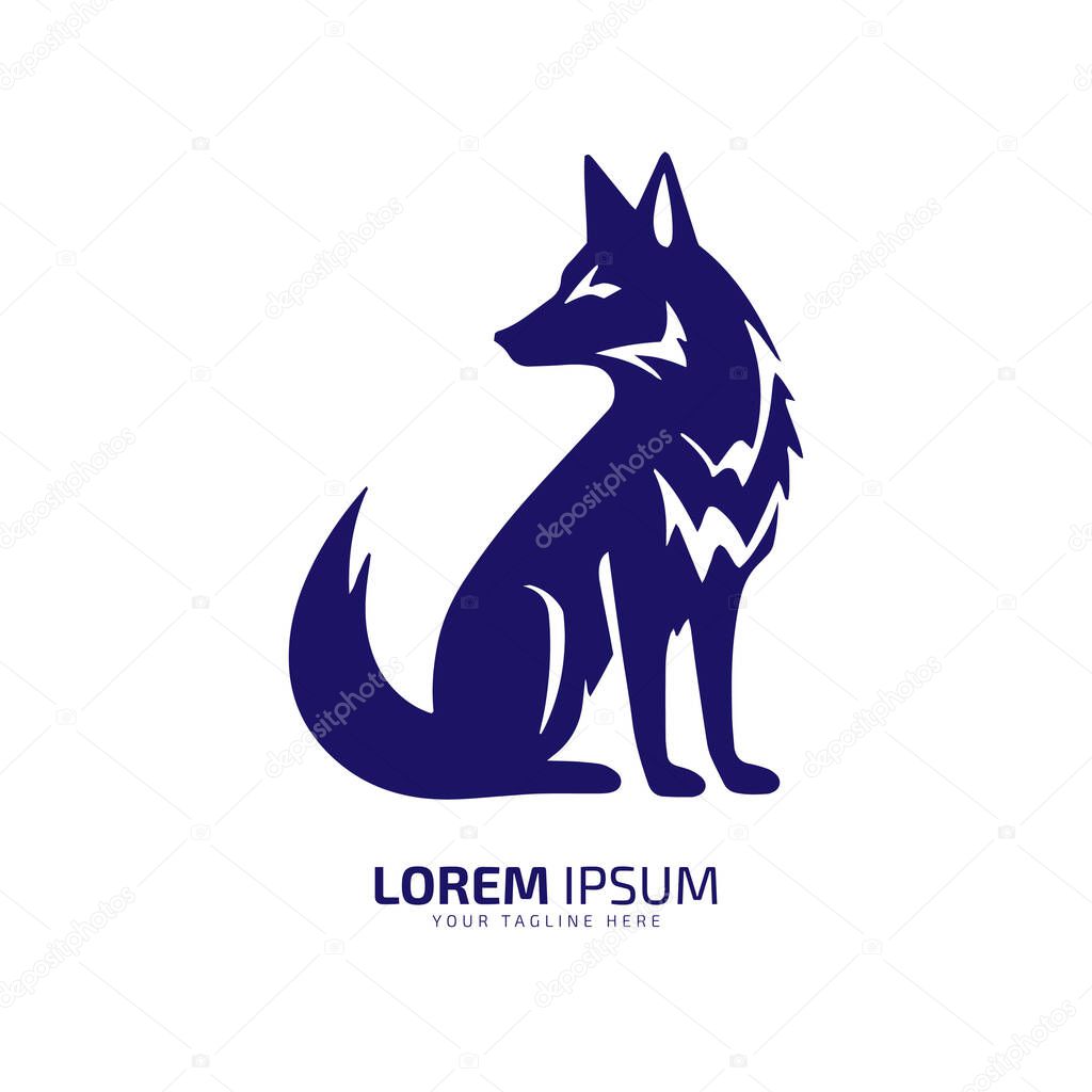 Minimal and abstract wolf logo coyote icon dog silhouette jackal vector