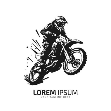 Çamur bisikleti ikonunun minimal ve soyut logosu arazi motosiklet vektör silueti izole tasarımı motordan atla