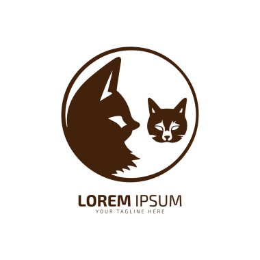 Kedi simgesi köpek ya da kedi vektörü siluetinin minimum ve soyut logosu izole edilmiş tasarım