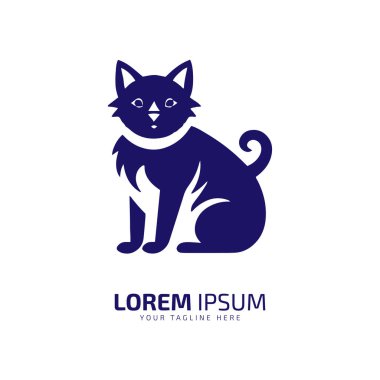 Kedi simgesi kedi vektör siluetinin minimal ve soyut logosu izole edilmiş tasarım