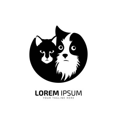 Kedi ikonu kedi yavrusu kedi yavrusu siluetinin minimum ve soyut logosu izole edilmiş tasarım