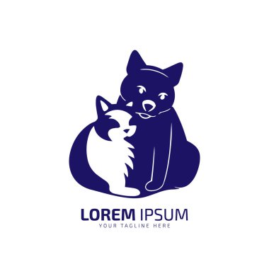 Köpek simgesi kedi siluetinin minimal ve soyut logosu izole edilmiş tasarım