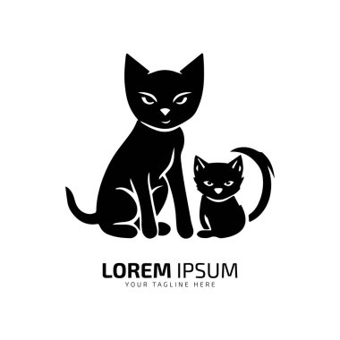 Kedi simgesinin çocuk kedi vektörü silueti izole tasarımı ile minimum ve soyut logosu