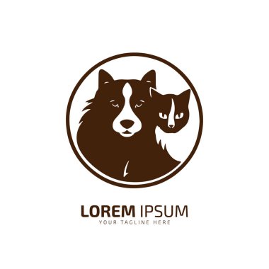 Kedi vektörü silueti izole edilmiş tasarımı olan köpek simgesi logosu