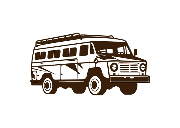 Минимальный Абстрактный Логотип Автобусной Иконки Школьного Автобуса Векторный Старый Силуэт — стоковый вектор