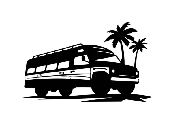 Otobüs Simgesi Okul Otobüsü Vektörünün Minimal Soyut Logosu Eski Otobüs — Stok Vektör