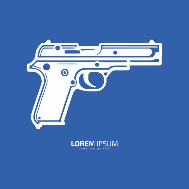 Silah vektör tabancası silüetinin minimum ve soyut logosu