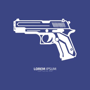Silah vektörü tabanca ikonu siluet tasarımının minimal ve soyut logosu