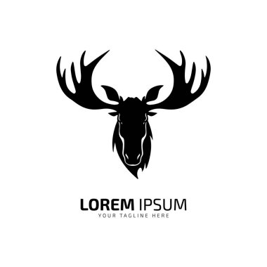 Geyik vektörü ikon kürk siluetinin minimal ve soyut logosu geyik tasarımı başlığının izole şablon tasarımı