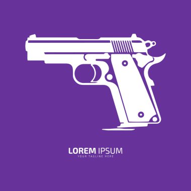 Silah vektör tabanca ikonu siluetinin minimum logosu izole edilmiş şablon tasarımı