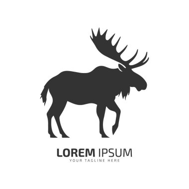 Geyik vektör ikonu kürk siluetinin minimal ve soyut logosu izole edilmiş şablon yan görünümü