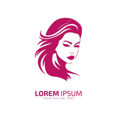 Kadın vektör ikon kadın siluetinin minimum ve soyut logosu izole edilmiş kadın şablonu pembe kadın tasarımı